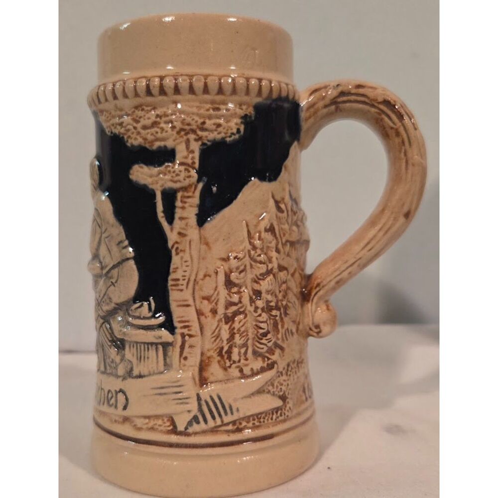 Vintage German Beer Stein Plauder-sründchen Relief Mug 1689 Scene